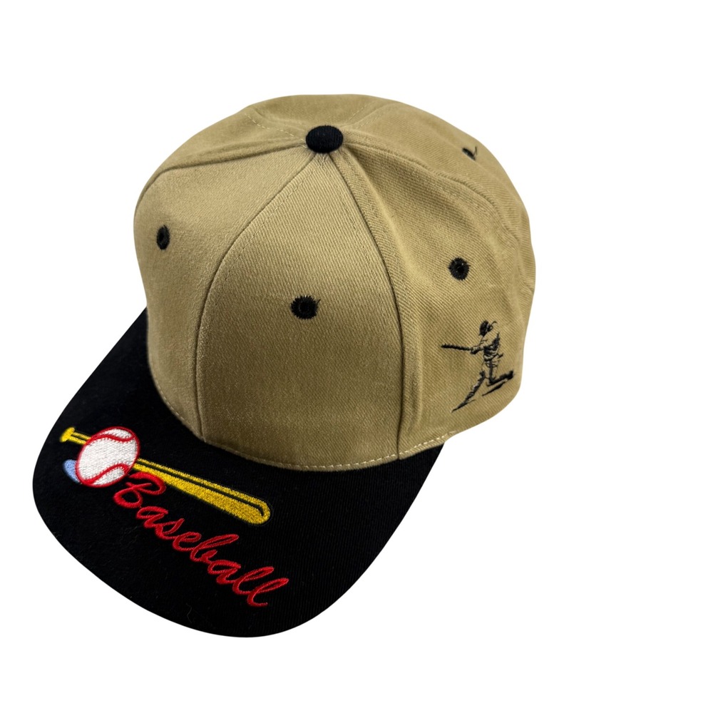 Nissin Baseball Cap Tan Black Two Tone Embroidered Adjustable Strapback Hat - Picture 8 of 12